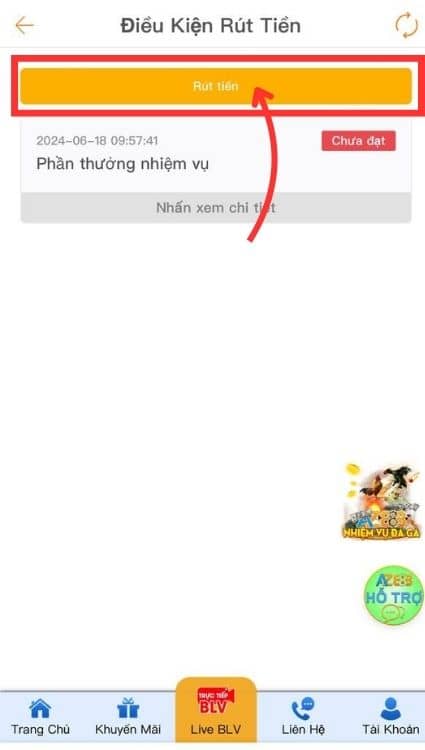 Chuyển tiền từ sảnh chơi về ví chính