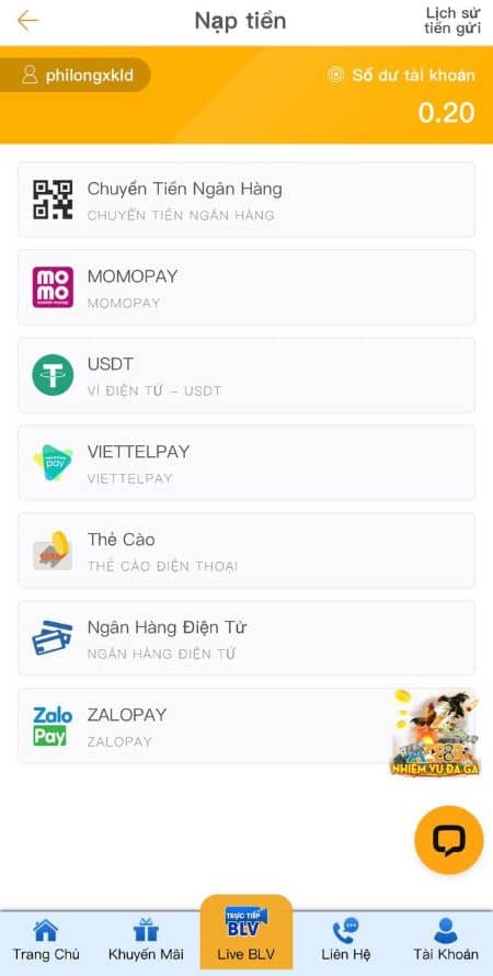 Nạp tiền vào tài khoản để có thể tham gia trò chơi Nạp tiền vào tài khoản để có thể tham gia trò chơi