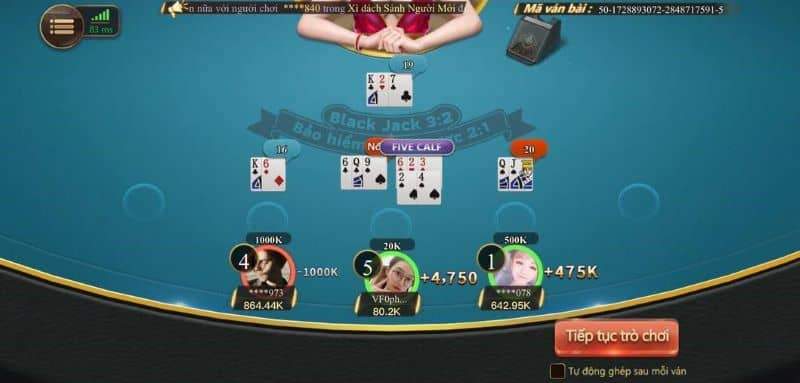 Tham gia bàn chơi và đặt cược